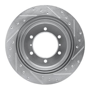 Mitsubishi Montero Brake Rotor (1) - Rear Left - R1 Concepts - Drilled & Slotted - Silver - `90-`04